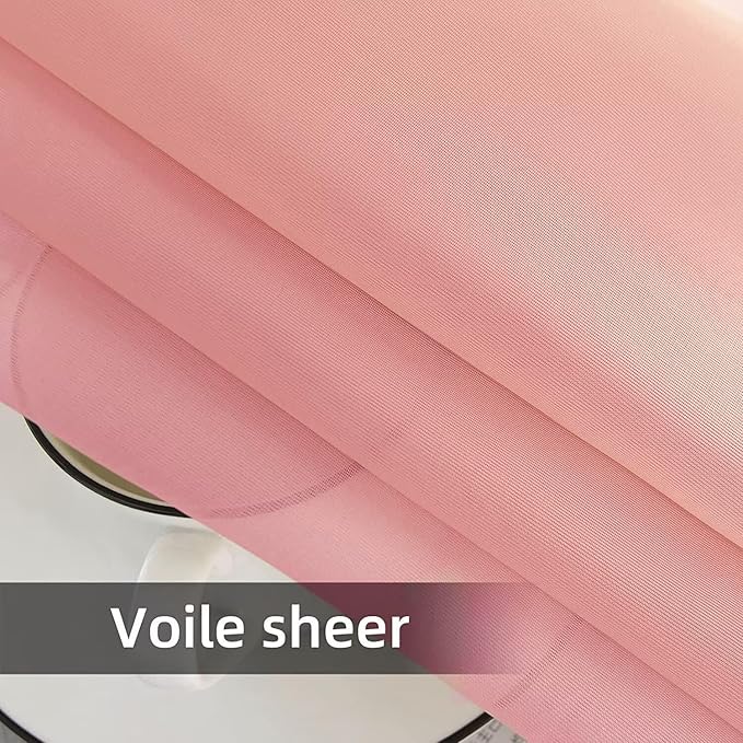 SpaceDresser Waterproof Outdoor Sheer Curtains for Patio - 2 Panels Rod Pocket Indoor Voile Sheer Curtain for Living Room,52W x 84L inch, Blush