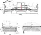 Merax 5-Piece Outdoor Sectional Sofa Set, All-Weather PE Wicker Patio Furniture with Tempered Glass Table, Half-Moon Conversation Set for Garden, Deck, Backyard Living Area,Beige
