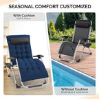 VINGLI 29" Padded Zero Gravity Chair, Lounge Chair with Removable Cushion & Tray， Folding Reclining Patio Chairs， Recliner Chair for Lawn，Indoor Outdoor-Blue