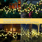 Solar Garden Lights Outdoor, 2 Pack 20 LED Solar Firefly Lights Waterproof, Sway by Wind, Swaying Light for Yard Patio Backyard Garden Planter Flower Bed Pathway Outdoor Decoration (Warm White)