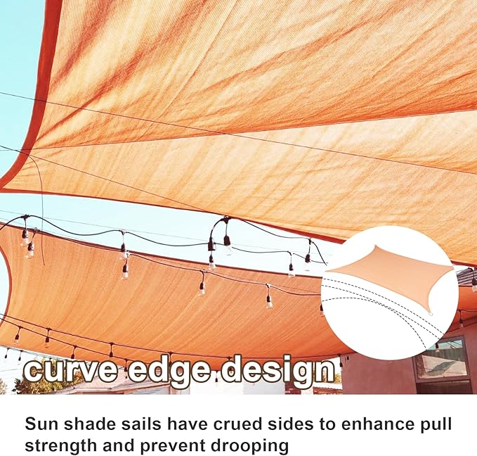 SUNLAX Sun Shade Sail 13' x 18' Peach Fuzz Rectangle Canopy Sail Shade Cover UV Block Permeable Sunshade Outdoor for Patio Backyard Deck Pergola (We Make Custom Size)