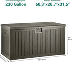 YITAHOME XXL 230 Gallon Large Deck Box,Outdoor Storage for Patio Furniture Cushions,Garden Tools with Flexible Divider,Waterproof,Lockable (Light Brown)