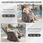 Zero Gravity Patio Swivel Rocking Recliner Chairs Set of 2 - Wicker Outdoor Lounge Chair with Adjustable Backrest & Footrest, All Weather Reclining Rocker Chairs with Thick Cushion for Pool Deck Grey
