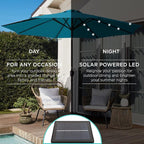 Best Choice Products 10ft Solar Polyester LED Lighted Patio Umbrella w/Tilt Adjustment and UV-Resistant Fabric
