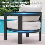 Outdoor Furniture Set, 2Pcs Patio Armchairs, Metal Modern Outside Furniture with 6'' Thick Cushions, Outdoor Conversation Set Balcony Chairs for Backyard, Porch,Deck, White