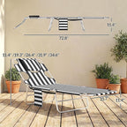 Outsunny Chaise Lounge Chair Outdoor with Face Arm Hole, 5-Position Reclining Face Down Tanning Chair with Carry Strap, Side Pocket, Portable Folding Bed Cot for Patio Beach Pool, Black Stripe