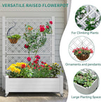 YITAHOME 3.6x1.5x5 FT Planter Box Trellis with Wheels, Large Outdoor Plastic Raised Garden Bed with Drain Plug for Climbing Plants, Grayish-White