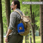 Camping Hammock with Net,Travel Portable Lightweight Hammocks with Tree Straps and Solid D-Shape Carabiners,Parachute Nylon Hammock for Outsides Backpacking Beach Backyard Patio Hiking Blue & Grey