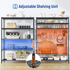 5 Tier Storage Shelves 71"H Wire Shelving Adjustable Metal Shelving,1000LBS Pantry Shelves Sturdy Steel Wire Shelf for Kitchen Commercial Pantry Garage Warehouse ,71"H X35.5"W X13.8"D, Black