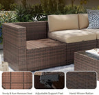 Aoxun Patio Furniture Sets, 14-Piece Outdoor Patio Furniture with 44'' Propane Gas Firepit Table, Wicker Outdoor Conversation Set Sectional Sofa for Backyard, Poolside, Garden