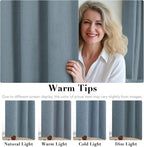 H.VERSAILTEX Primitive Linen Curtains 100% Blackout Curtain Drapes Burlap Curtains with White Thermal Insulated Liner, Grommet Top Drapes Living Room/Bedroom (2 Panels, 42 x 63 Inch, Stone Blue)