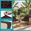 Cushion Covers 14 Pcs Stretch Jacquard Check Coffee for Patio Sofas