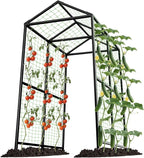 Metal Garden Arch Trellis for Climbing Plants Outdoor, 7.1FT Extra Tall Cucumber Trellis for Raised Bed, Plant Trellis for Vegetable Fruit Flower Vine（Black）