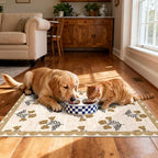 Outdoor Rug, 2 x 3 ft Floral Scalloped Edge Entry Mat in Beige