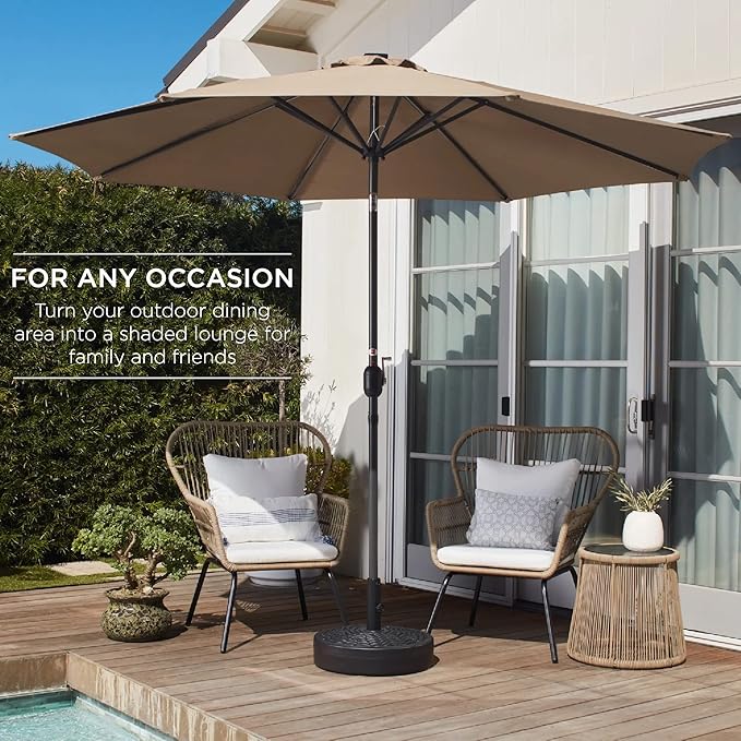 Best Choice Products 10ft Outdoor Table Compatible Steel Polyester Market Patio Umbrella w/Crank and Easy Push Button Tilt