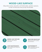 SERWALL Outdoor Coffee Table with 9FT Umbrella, HDPE Patio Coffee Table for Outside, Rectangle, Green(Not Include Umbrella Base)