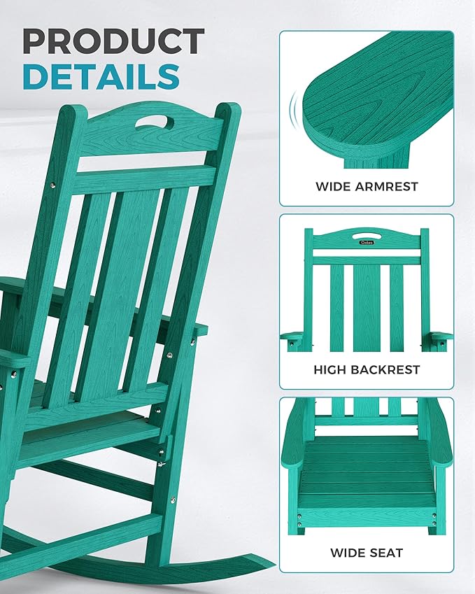 Oversized Outdoor Rocking Chairs Set of 3 – Aruba Blue