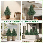 Artificial Cypress Topiary Cedar Trees with Ground Spike, 2 Pieces Fake Pine Shrubs Bushes, UV Resistant Faux Evergreen Tree Plants for Indoor Outdoor Planters Front Porch