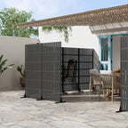 Casaphoria Metal Privacy Screen Outdoor, 72" H x 35" W Freestanding Decorative Privacy Screen for Patio Deck Balcony Garden with Stable Base, Fence Black