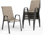 PHI VILLA Patio Chairs Set of 6, Outdoor Stackable Dining Chairs with E-Coating Metal Frame and Upgraded Textilene Fabric, All Weather Deck Chair 350 LBS Capacity for Porch Poolside Garden