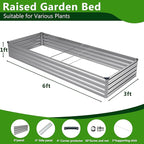 2PCS 6x3x1ft Galvanized Raised Garden Bed Kit, Galvanized Planter Raised Garden Boxes Outdoor, Large Metal Raised Garden Beds for Vegetables,Silver