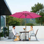 JEAREY 7.5FT Patio Umbrella Market Table Umbrella with 6 Sturdy Ribs, Push Button Tilt/Crank Outdoor Umbrella for Garden, Deck, Backyard, Pool and Beach,Rose Pink