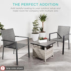 Best Choice Products Set of 2 Stackable Outdoor Wicker Dining Chairs All-Weather Firepit Armchair w/Armrests, Steel Frame for Patio, Deck, Garden, Yard - Taupe