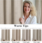 H.VERSAILTEX Linen Blackout Curtains Durable Thick Textured Linen Look 100% Blackout Patio Door Curtain Anti Rust Grommet Extra Wide Sliding Door Curtain Panel, Cobblestone, W100 x L108 inch