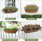 3Pcs Trough Coco Liner 36" Coco Coir Liners for Planters, Liners for Window Boxes Liners, Wall Basket Planters, Railing Hanging Baskets, Garden Planter Baskets