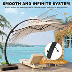 GarveeLife 11FT Cantilever Patio Umbrella With Base Included, Cantilevers Outdoor Umbrella Heavy Duty Offset, Aluminium Curved Cantilever Umbrella