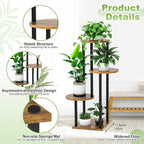 Plant Stand Indoor, 4 Tier Thickened Metal Corner Plant Shelf for Multiple Plants, Indoor Plants Tiered Flower Pot Stand for Patio Garden Balcony Living Room Bedroom (Black)