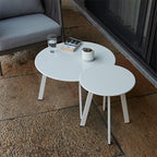 Patio Outdoor Coffee Table Set of 2 - Weather Resistant Outdoor Round End Table Modern Coffee Tables for Living Room Balcony Home Office (White)