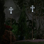 Alpine Corporation 34" Tall Outdoor Solar Powered Cross Pathway Light Stakes (Set of 2)