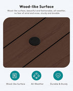 SERWALL HDPE Patio Coffee Table, Rectangle Outdoor Coffee Table, All-Weather Coffee Side Table for Balcony, Poolside, Deck, Garden, Coffee Brown