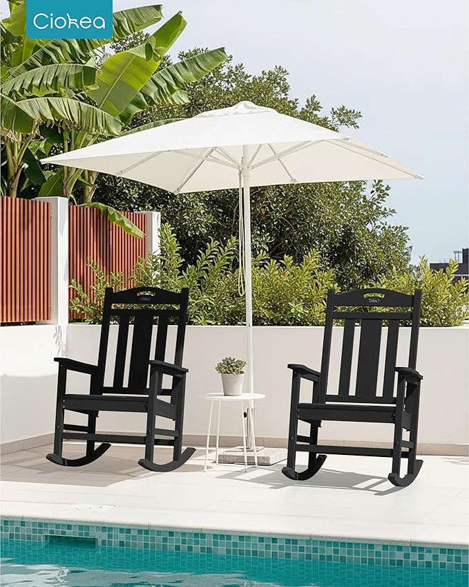 Oversized Outdoor Rocking Chairs Set of 4 – Black