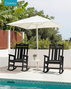 Ciokea Oversized Outdoor Rocking Chairs Set of 2, 380lbs Heavy-Duty Large Patio Rocker, High Back Cozy Porch Chairs, Weather Resistant Patio Rocking Chairs for Outside, Fire Pit, Deck, Black