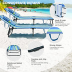 GYMAX Tanning Chair, 350lbs Beach Lounge Chair with Face Hole, Washable Pillow & Carry Strap, Adjustable Folding Chaise Lounge, Layout Chair for Outside, Patio, Poolside, Lawn (1, Stripe)
