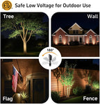 Gardenreet Brass Landscape Lighting - Black Outdoor Low Voltage Spotlights LED, 12V Wired Uplights, Waterproof Spot Lights for Outside Trees with 5W 5000K Daylight MR16 Bulb (4 Pack)