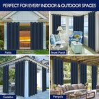 PureFit Outdoor Curtains for Patio Waterproof Weatherproof, UV Resistant Outside Curtains for Gazebo, Front Porch, Pergola, Sun Blocking Privacy Curtain, 52W x 95L inch, 1 Panel, Navy Blue