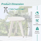 HDPE White Round Outdoor Table, Weather-Resistant, 15.8x15.8x16.7 inches, 150lbs Load Capacity, Modern Design, End Table for Patio, Porch, Deck, Living Room, Bedroom, Plant Stand