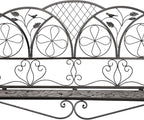 Alpine Corporation 45" Long Outdoor Metal Classic Bench with Stylish Patterns, Garden Furnitures - Brown