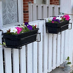 JOIKIT 17 Inches Black Plastic Planter Box, 6 Packs, Good Drainage, Indoor Outdoor Usage, for Garden, Windowsill, Patio, Balcony