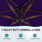 AreShark 7.5FT Patio Umbrella Table Market Umbrella with 6 Sturdy Ribs, Button Tilt/Crank, Heavy-Duty Outdoor Umbrellas for Pool, Deck, Garden and Backyard, Purple