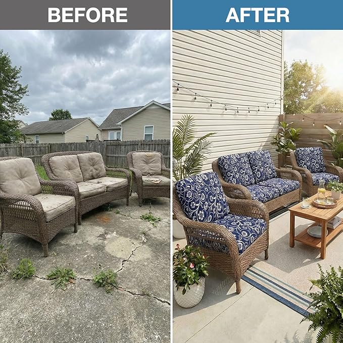 Outdoor Cushion Covers, 12-Piece Stretch Set in Baroque