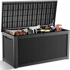 320 Gallon Outdoor Deck Box, Lockable Waterproof Outdoor Storage Boxes For Garden Tools,Indoor Cushions,Accessories Outside Storage Resin Weatherproof Container(Black)