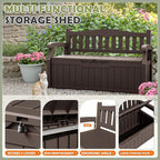 Homall 75 Gallon Outdoor Storage Benches Lockable Deck Box with Waterproof and UV Resistant, Waterproof Storage Box for Patio Furniture, Tools, Cushions (Brown)