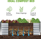 8x4x2FT Galvanized Raised Garden Bed,Planter Raised Beds-Metal Garden Box,Large Plant for Outdoor Planting, Vegetables Bed，Flower,herb-Silver