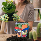 Abstract Face Planter Pots for Plants,Hand-Painted Colorful Flower Pots with Drainage, Indoor Outdoor Garden Decor Gift(Modern,Small)