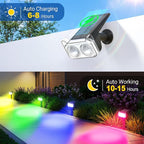 LETMY Solar Spot Lights Outdoor Waterproof with 2 Bigger LED, Auto ON/Off 135°Adjustable Solar Lights Outdoor, 2-in-1 Wall Lights Landscape Spotlights for Tree Pathway Garden Decor 2Pack (RGB Light)