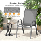 ONBRILL Patio Chairs set of 6, Easy Assembly Stackable Outdoor Dining Chairs with Wide Seat and Sturdy Metal Frame, Breathable All Weather Textilene Outdoor Chairs Set of 6 for Deck, Pool, Porch, Grey